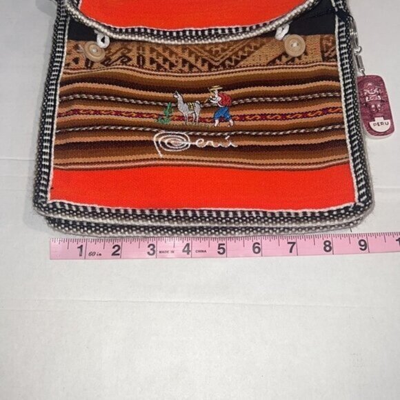 PERUVIAN Embroidered CrOne Sizesbody Bag  With Key Ring - Picture 6 of 8